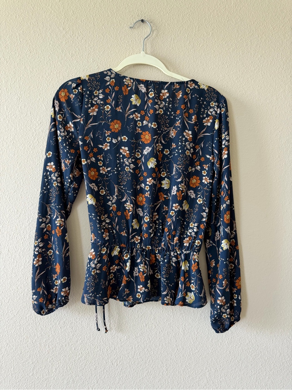 nine britton Navy Floral Wrap Blouse with Tie Waist - Picture 6 of 6